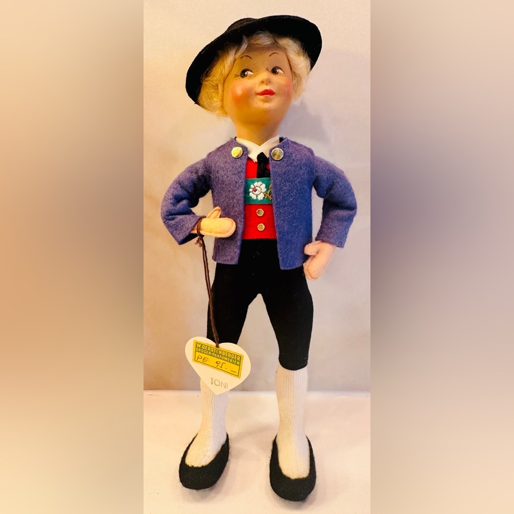 Vintage Rare Baitz Toni Doll 9” Original Box Tag Handcrafted Made in Austria